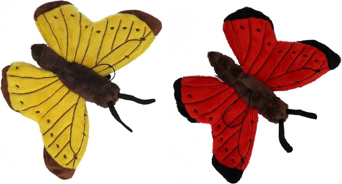 Set of 2x soft toy animals butterflies 21 cm - Decoratie dieren kinderkamer