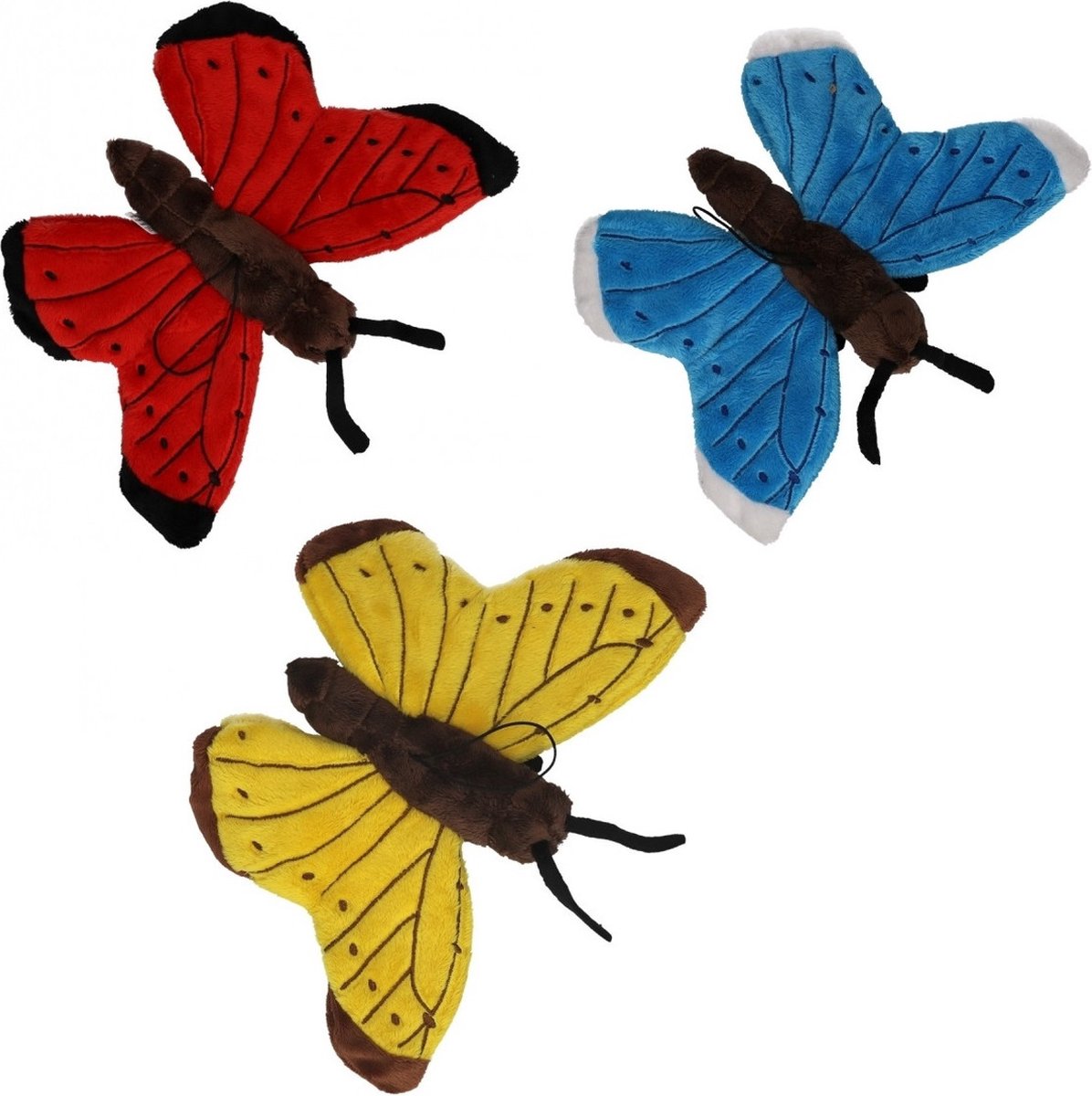 Set of 3x soft toy animals butterflies 21 cm - Decoratie dieren kinderkamer