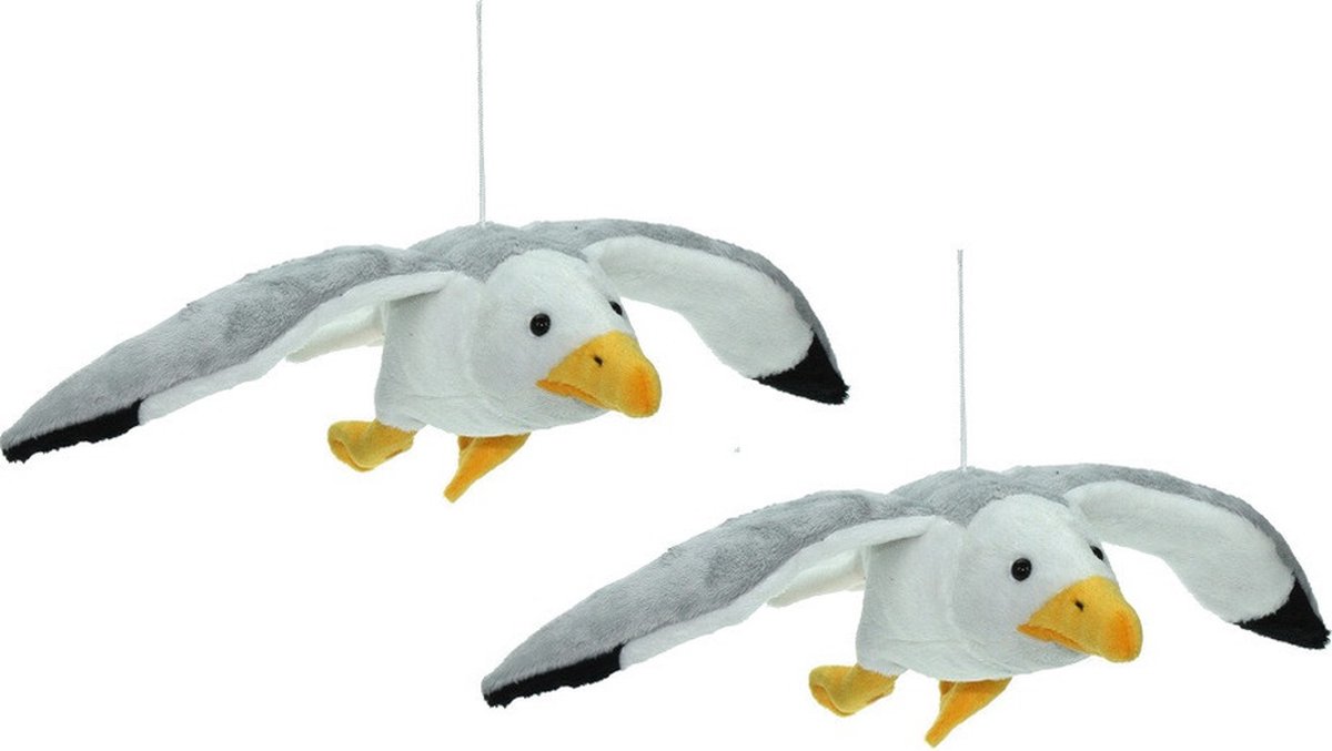 Set van 2x stuks pluche knuffel Zeemeeuw vogel 31 cm - Speelgoed knuffels