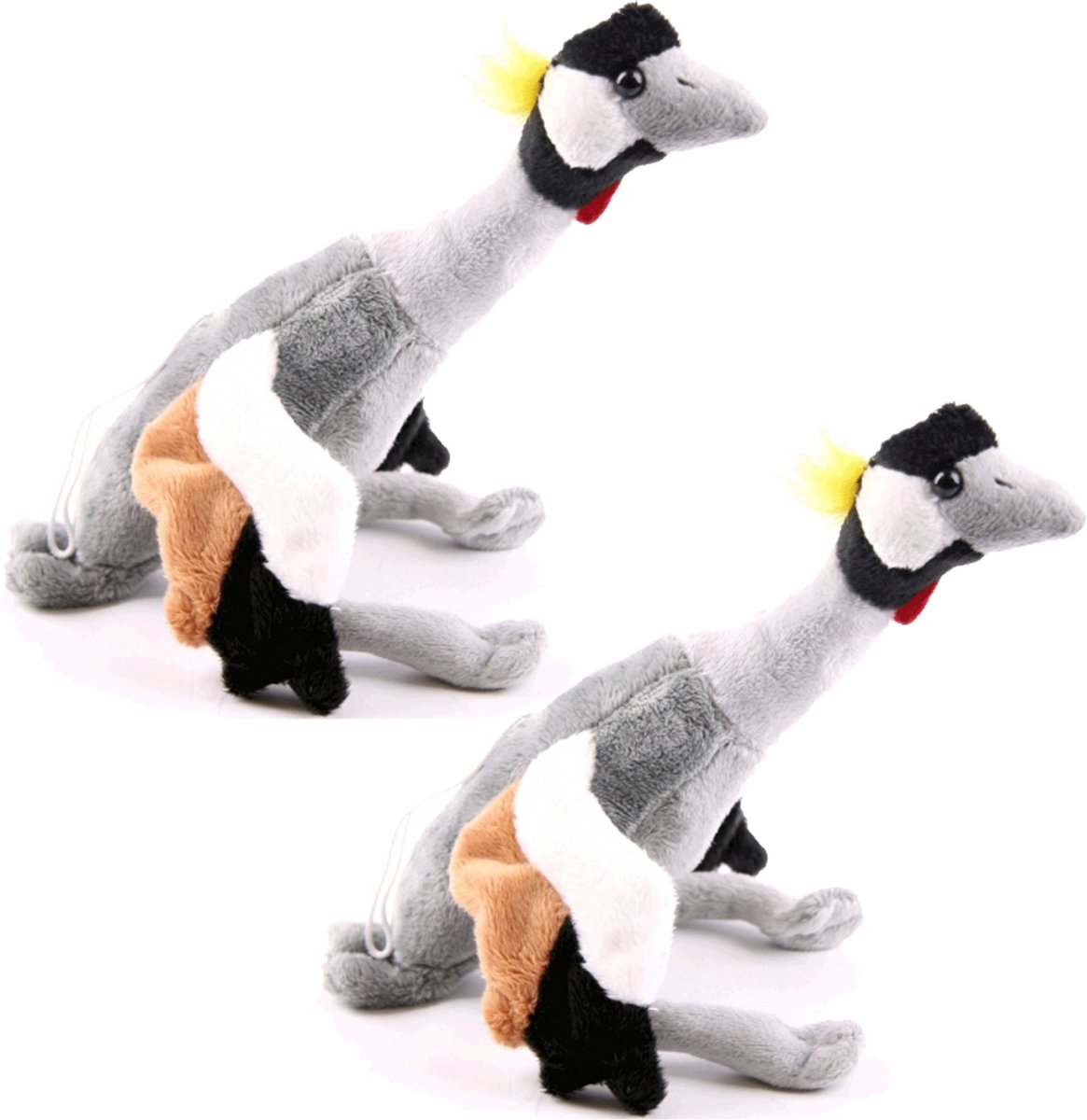 Set van 2x stuks pluche kraanvogel knuffel 30 cm - Dieren knuffelbeesten/vogels