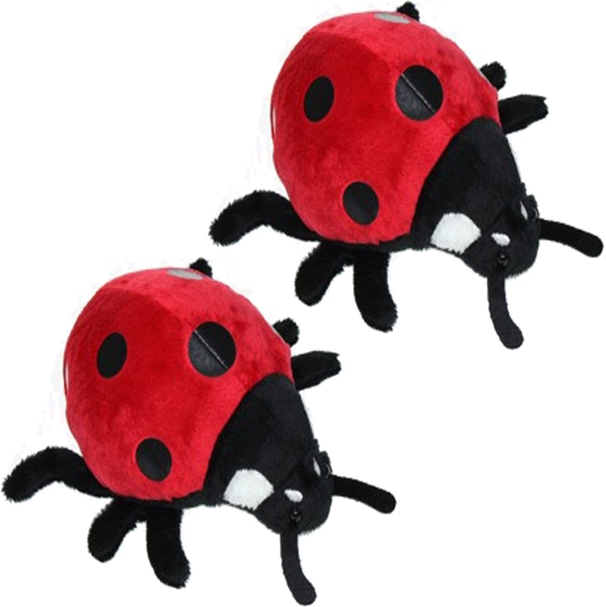 Set van 2x stuks pluche lieveheersbeestje knuffel 15 cm - Insecten dieren knuffels