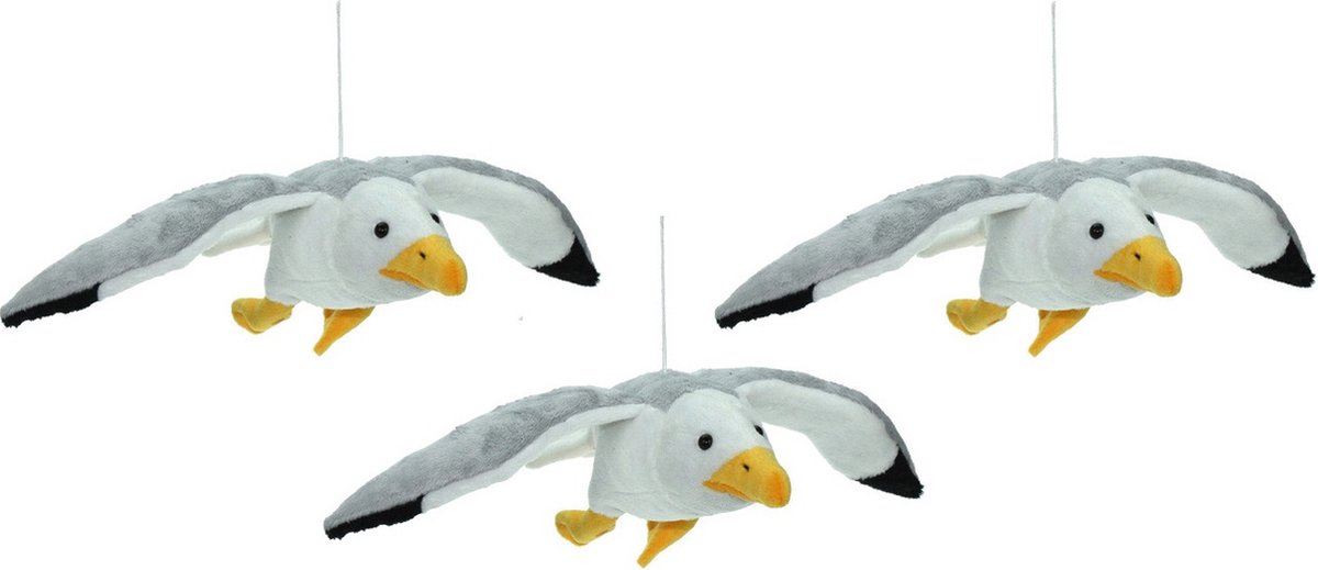 Set van 3x stuks pluche knuffel Zeemeeuw vogel 31 cm - Speelgoed knuffels