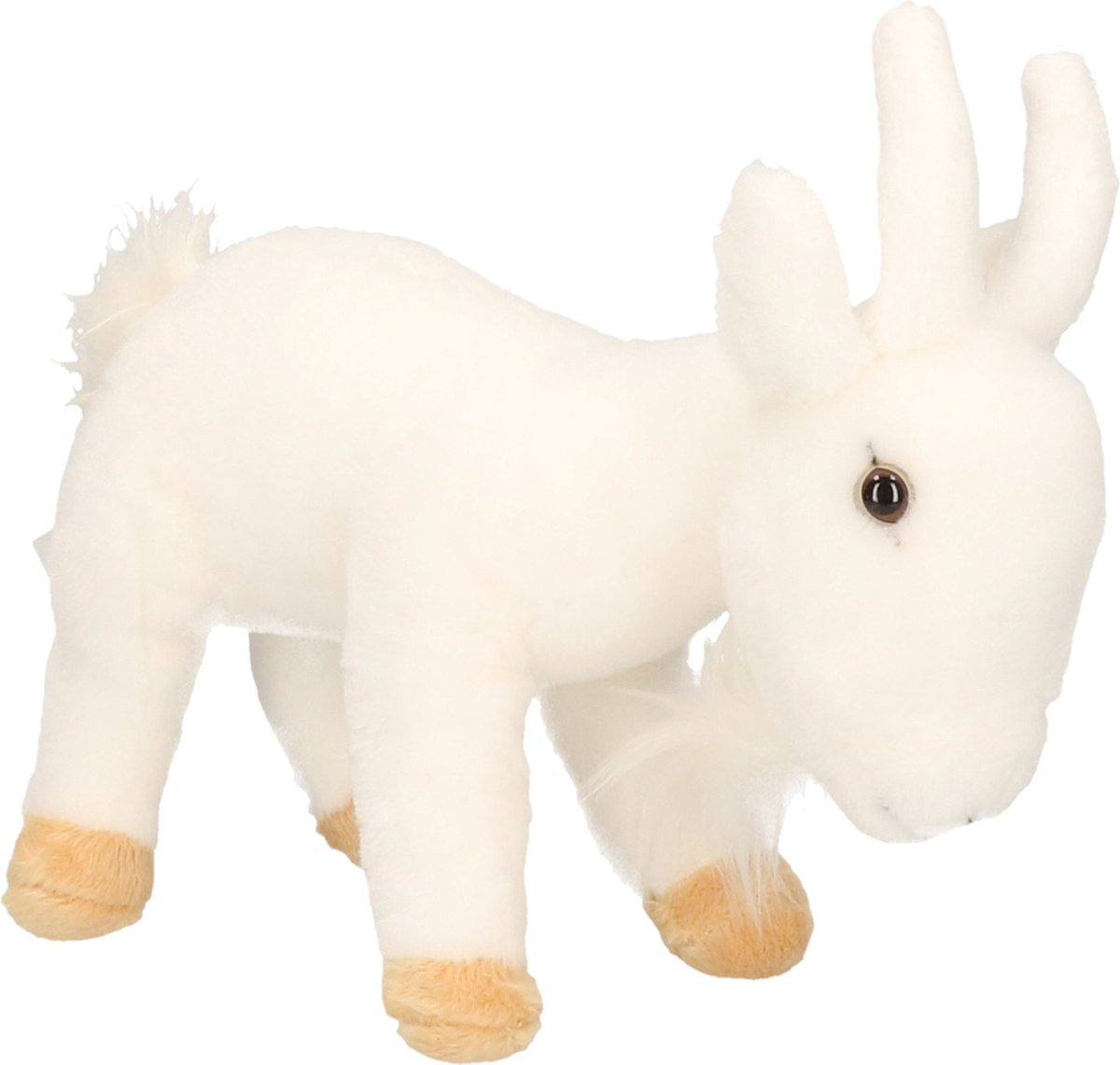 Witte pluche geit knuffel 22 cm - Geiten knuffeldieren - Boerderij dieren