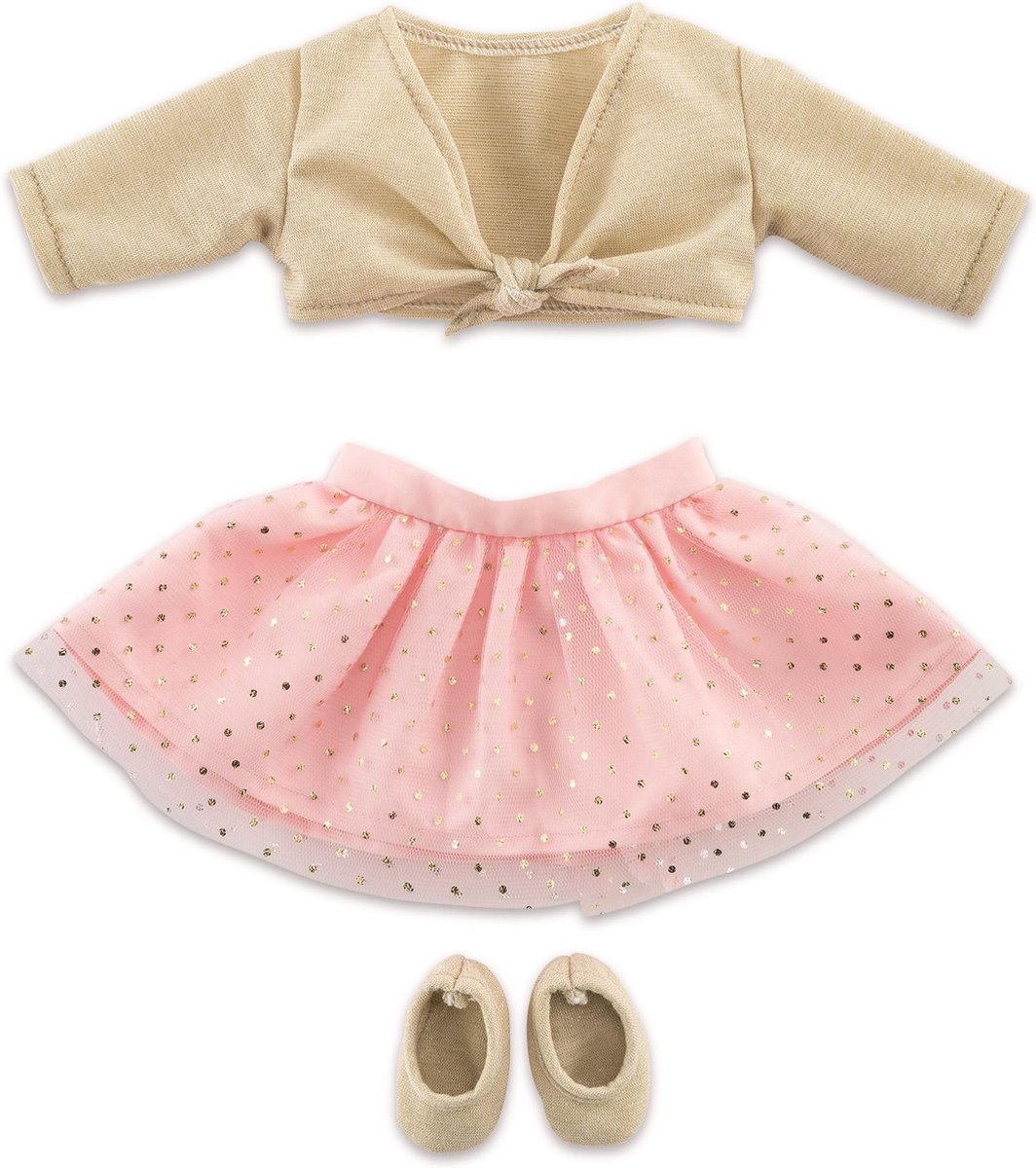 Corolle poppenkleding korte bolero en tutu rokje met gouden ballerinas voor ma Corolle pop