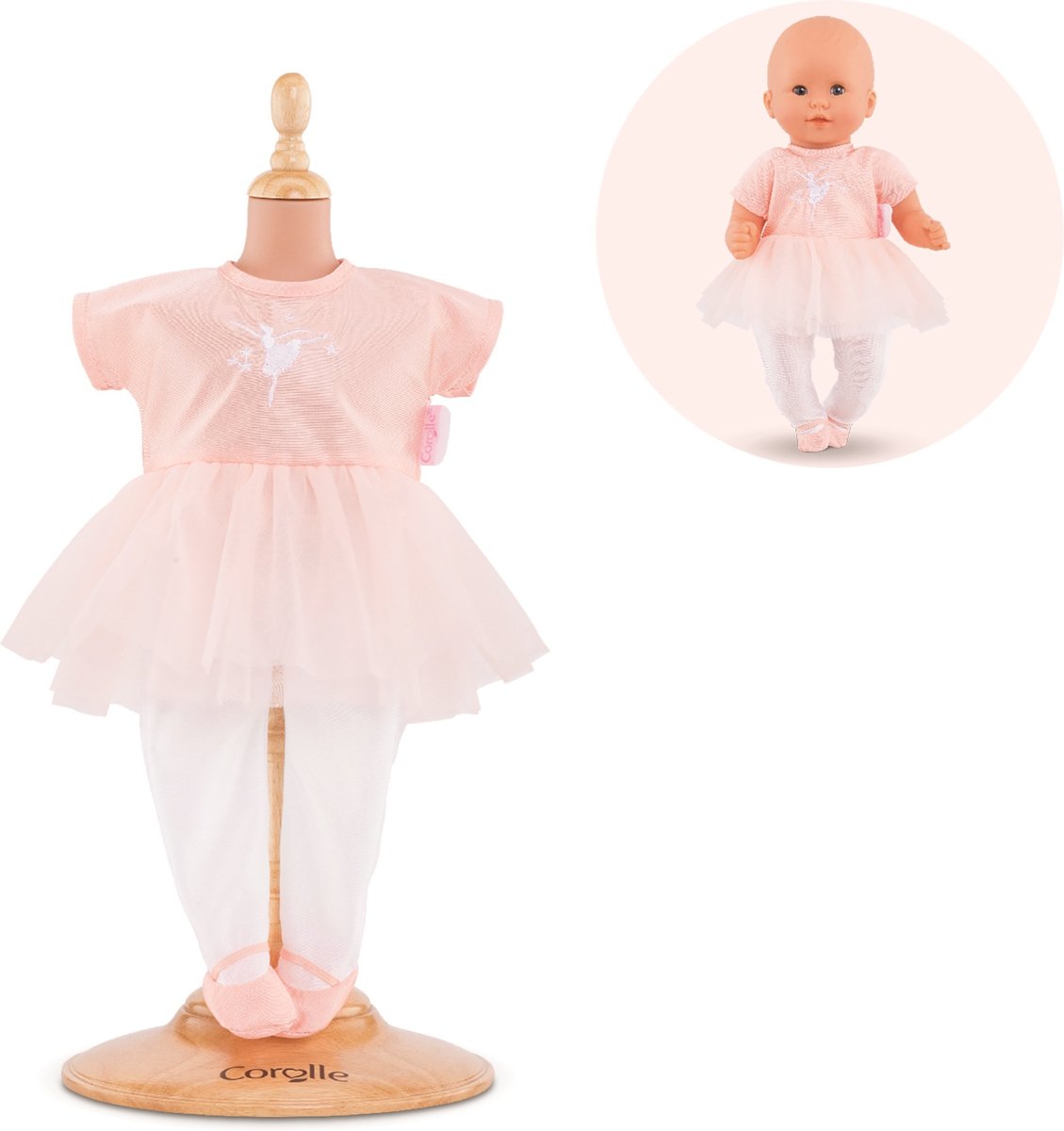 Corolle poppenkleding zalmroze ballerina outfit voor een pop van 30cm