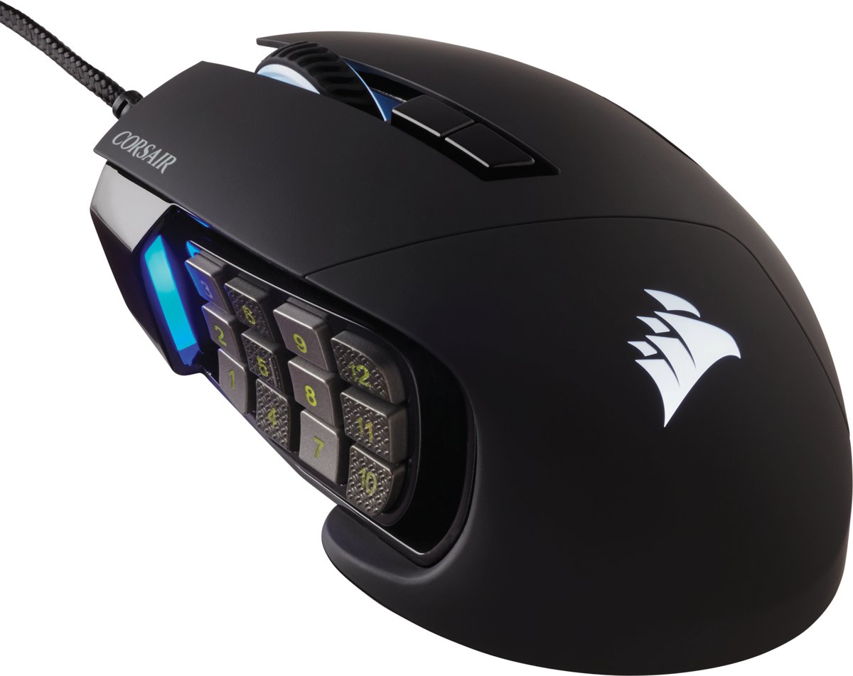 Corsair Scimitar RGB Elite Gaming Muis - 18000 DPI - Zwart