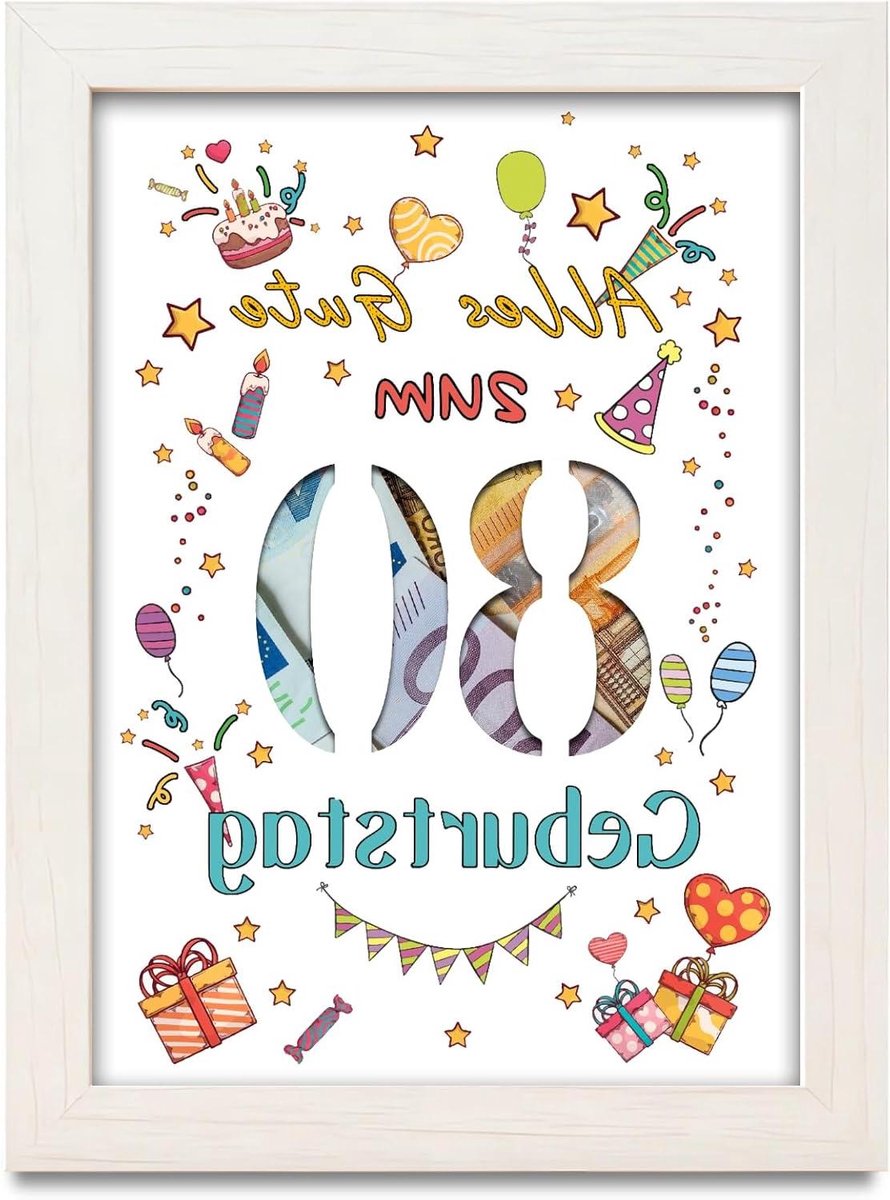   - Geldcadeau 80e verjaardag vrouw man, Happy 80ste Verjaardag, Cool cadeau-ideeën vrienden familie collega liefhebbers