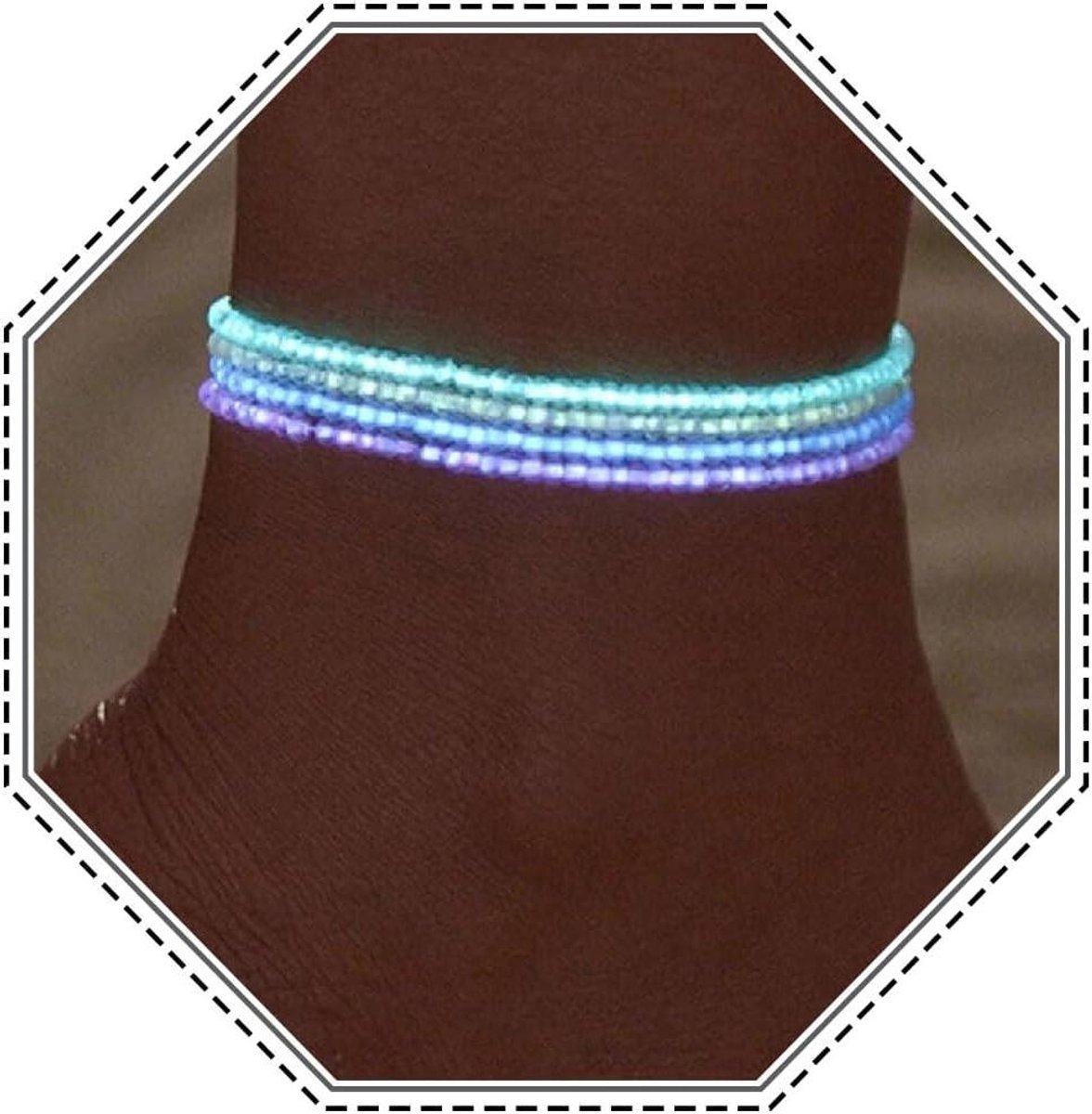   - Kleurrijke Boho Enkelbanden Set voor Vrouwen en Meisjes met Fluorescentie en Kralen - 4-delige Strand Voet Sieraden Collection