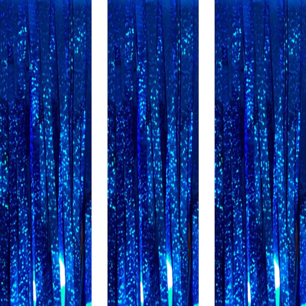   - Metallic Folie Franje Shimmer Streamers 3ft*8ft - Laser Blauw, 3-Pack
