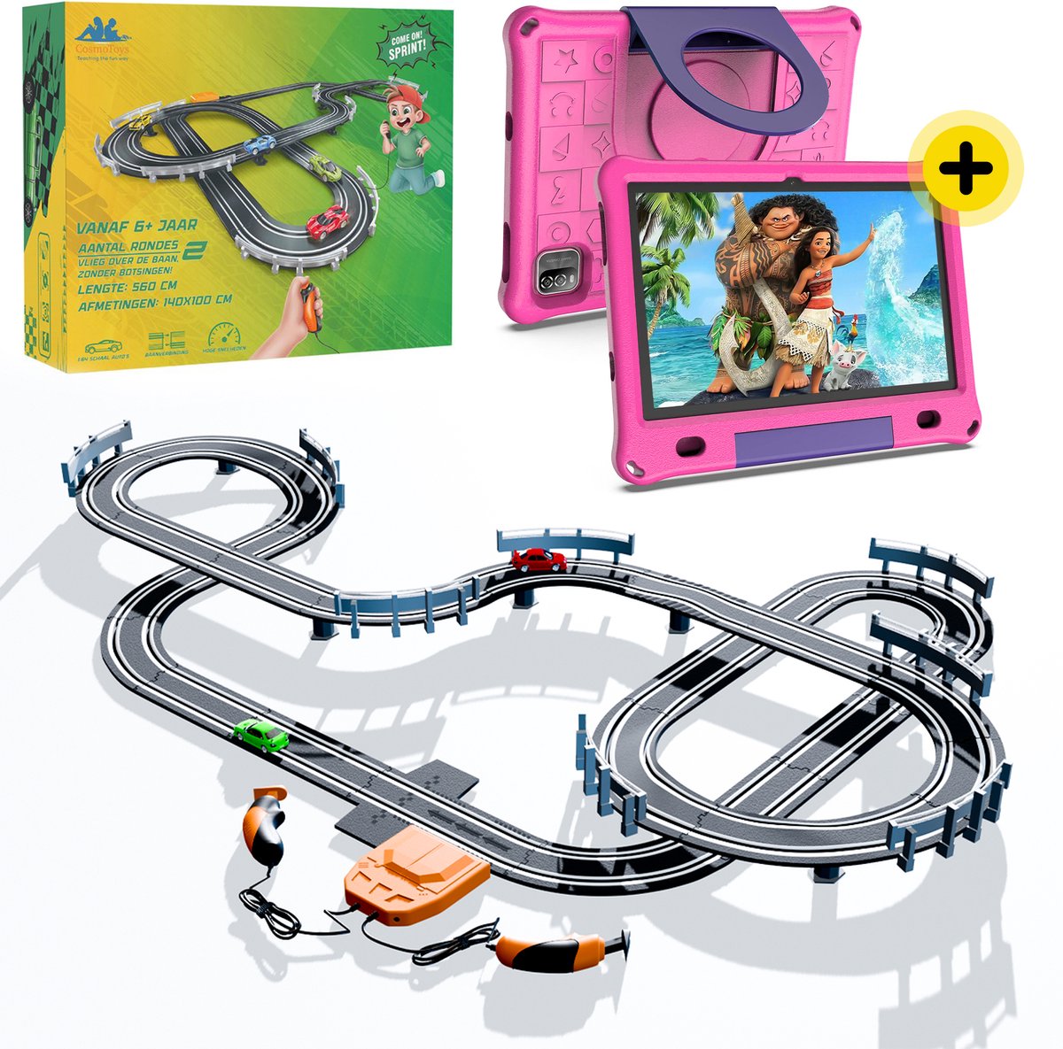  Elektrische   - Incl. 10 Inch Kindertablet - Auto Speelgoed - voor Kinderen - Autobaan Speelgoed - Kinderspeelgoed - 5,6M Lang - Classic