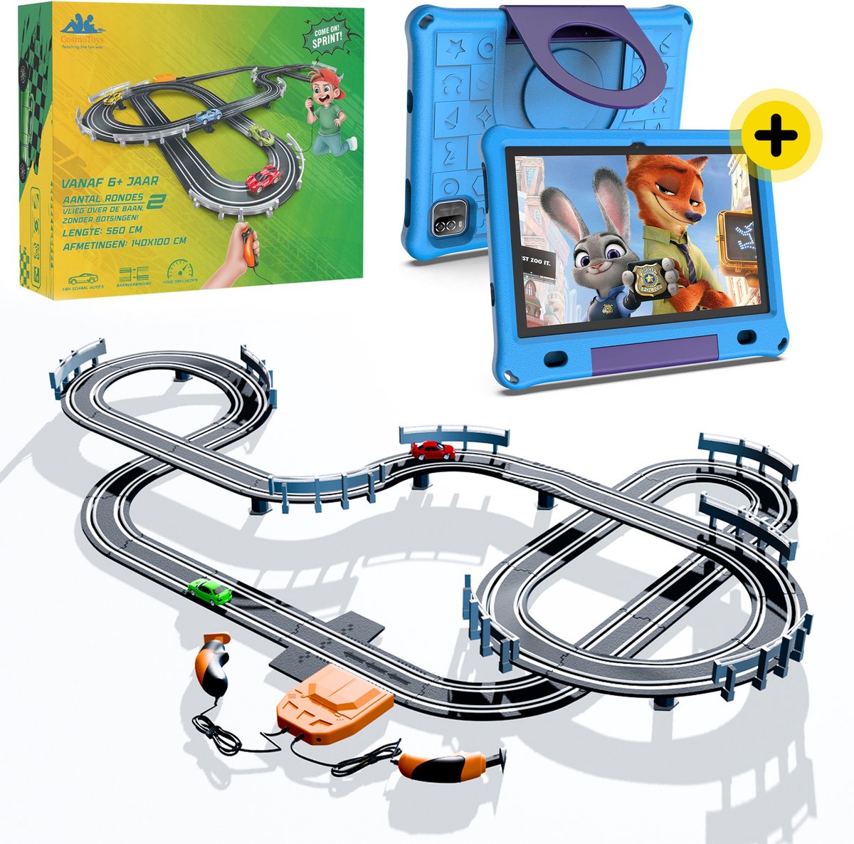  Elektrische   - Incl. 10 Inch Kindertablet - Auto Speelgoed - voor Kinderen - Autobaan Speelgoed - Kinderspeelgoed - 5,6M Lang - Classic