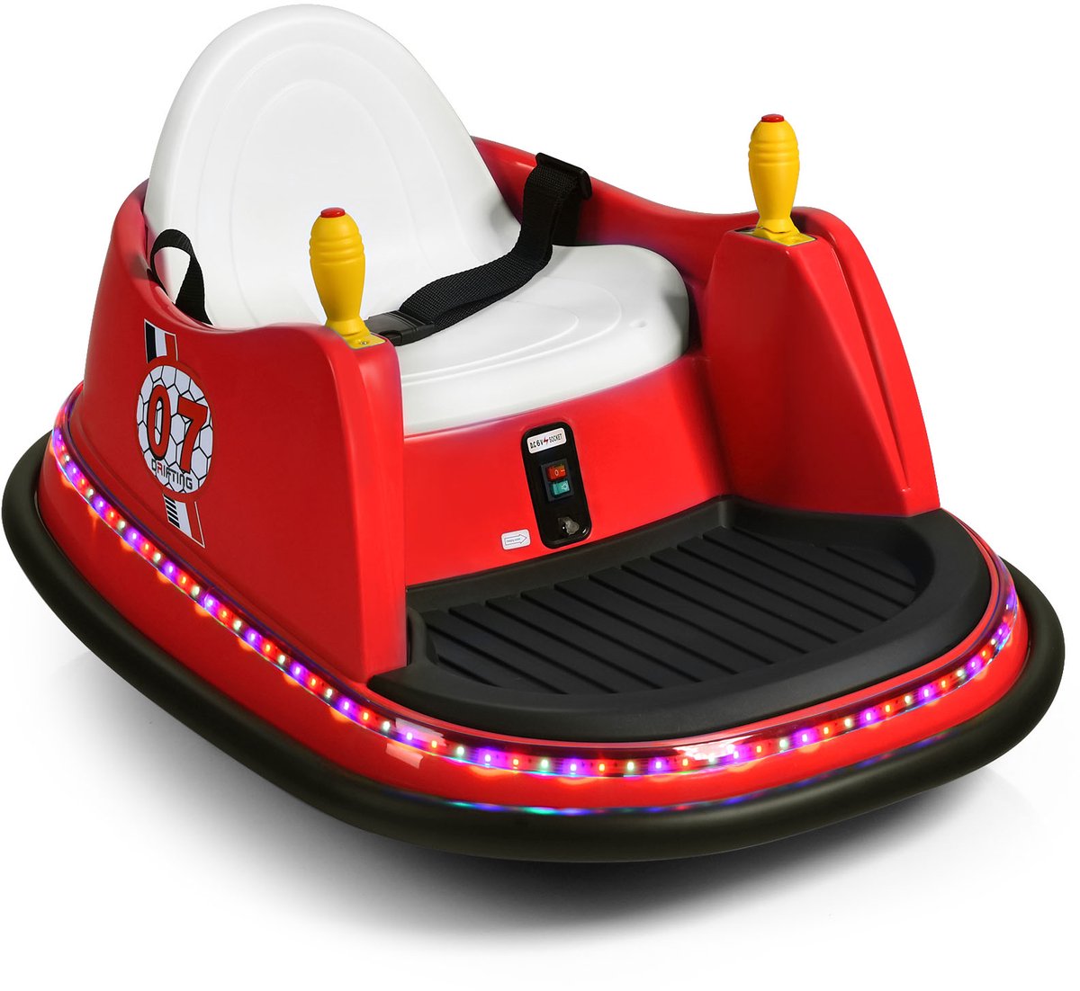 COSTWAY Kinderbotsauto 6V Elektrische Botsauto met Zwaailichten 57 x 75 x 42 cm Rood