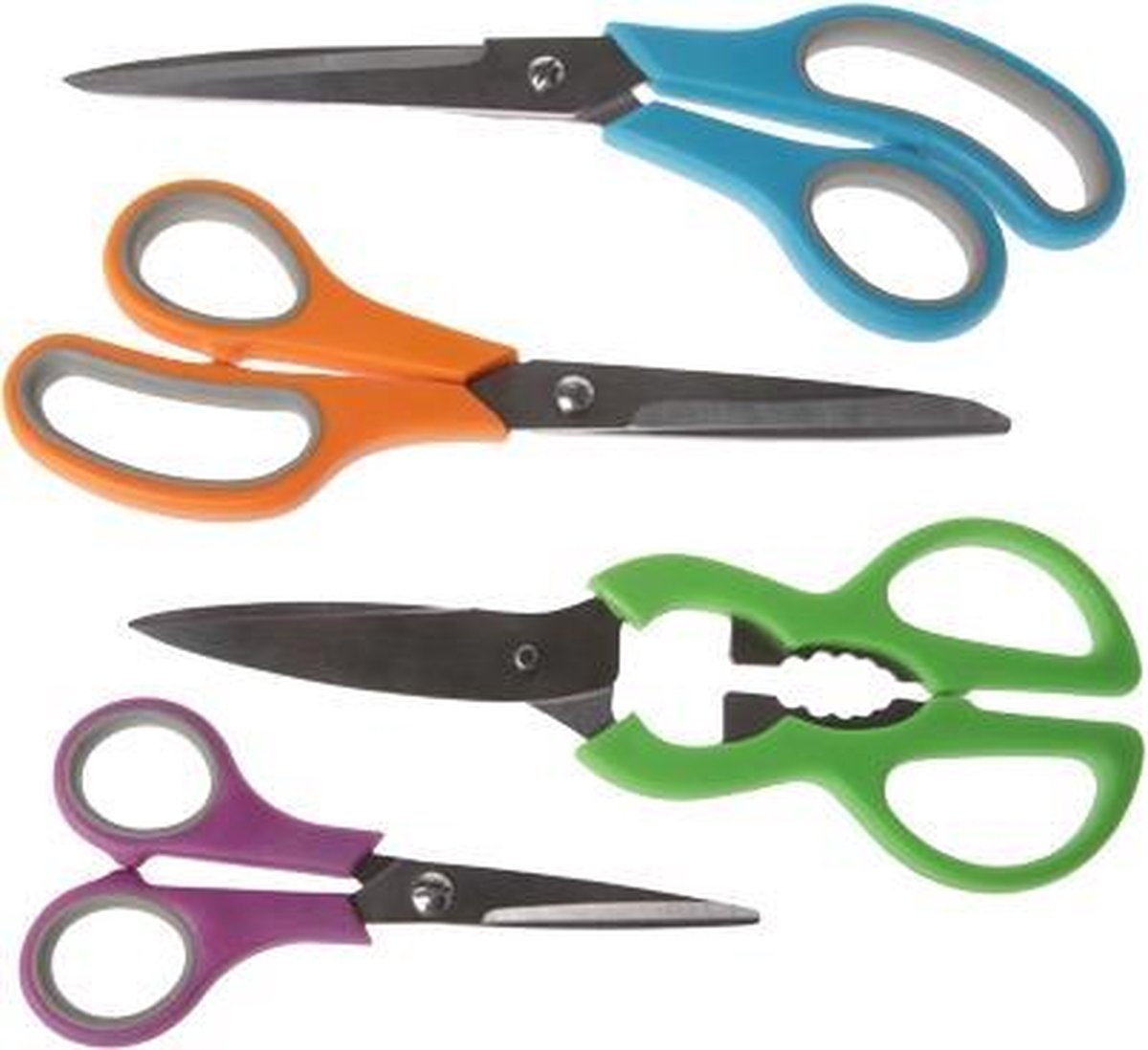 SCISSORS SET 4 ASSORTED 29X20XH2CMPUPRLE/GREEN/ORANGE/BLUE