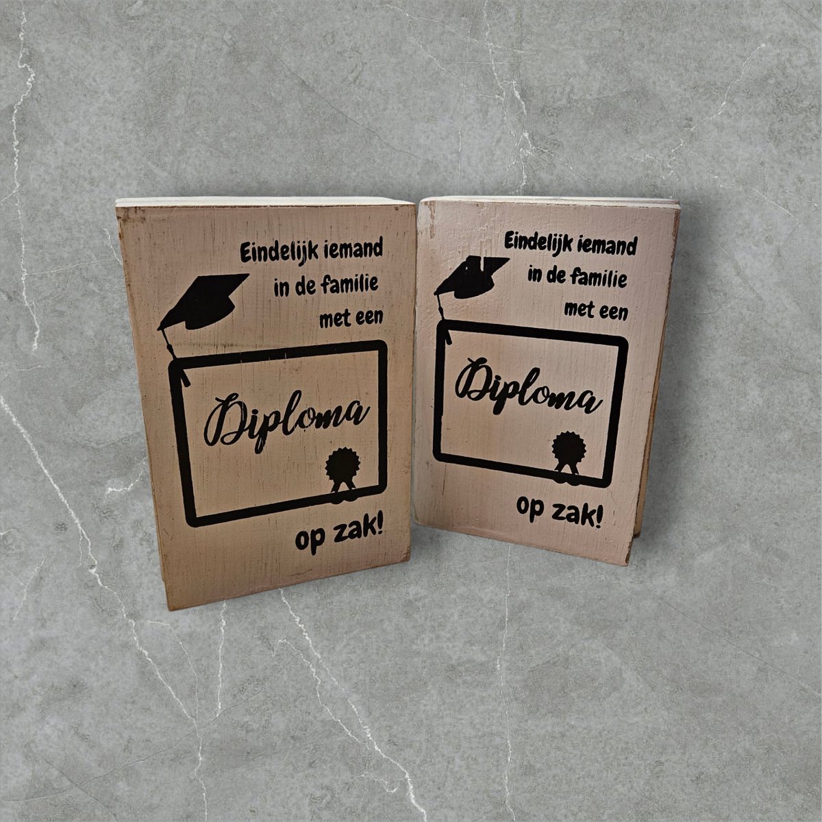 Houten Blok - Geslaagd - Diploma 10 x 15 cm