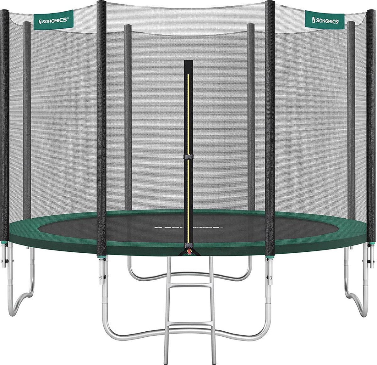 Trampoline Ø 305 cm - Ronde tuintrampoline - Met veiligheidsnet - Met ladder - Groen