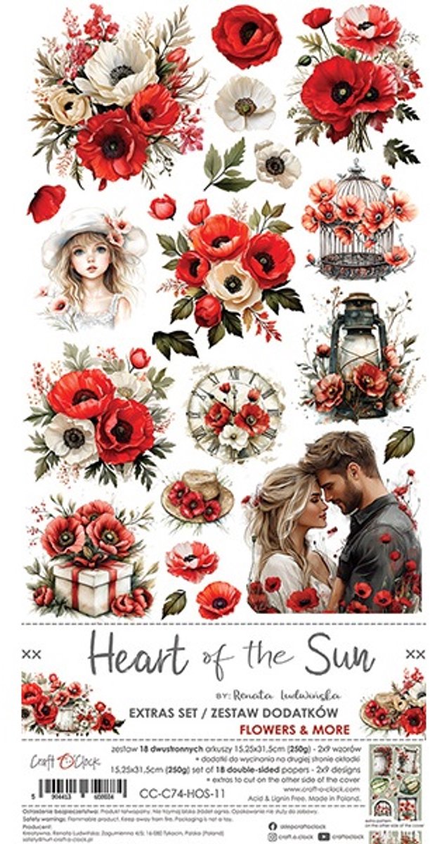 Craft O Clock Extras Set Flowers 15x30 cm Heart of the Sun