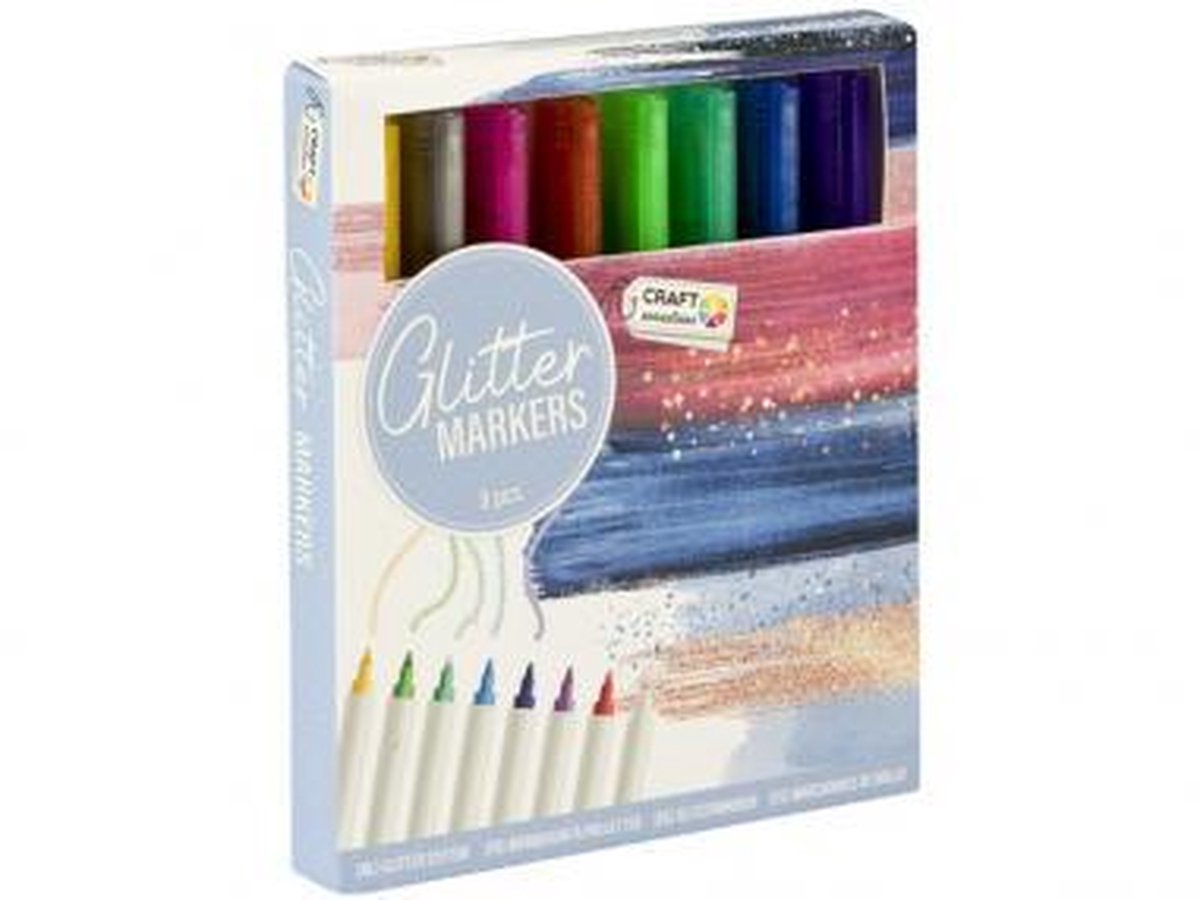 Craft Sensations Glitter Marker Set 8 stuks