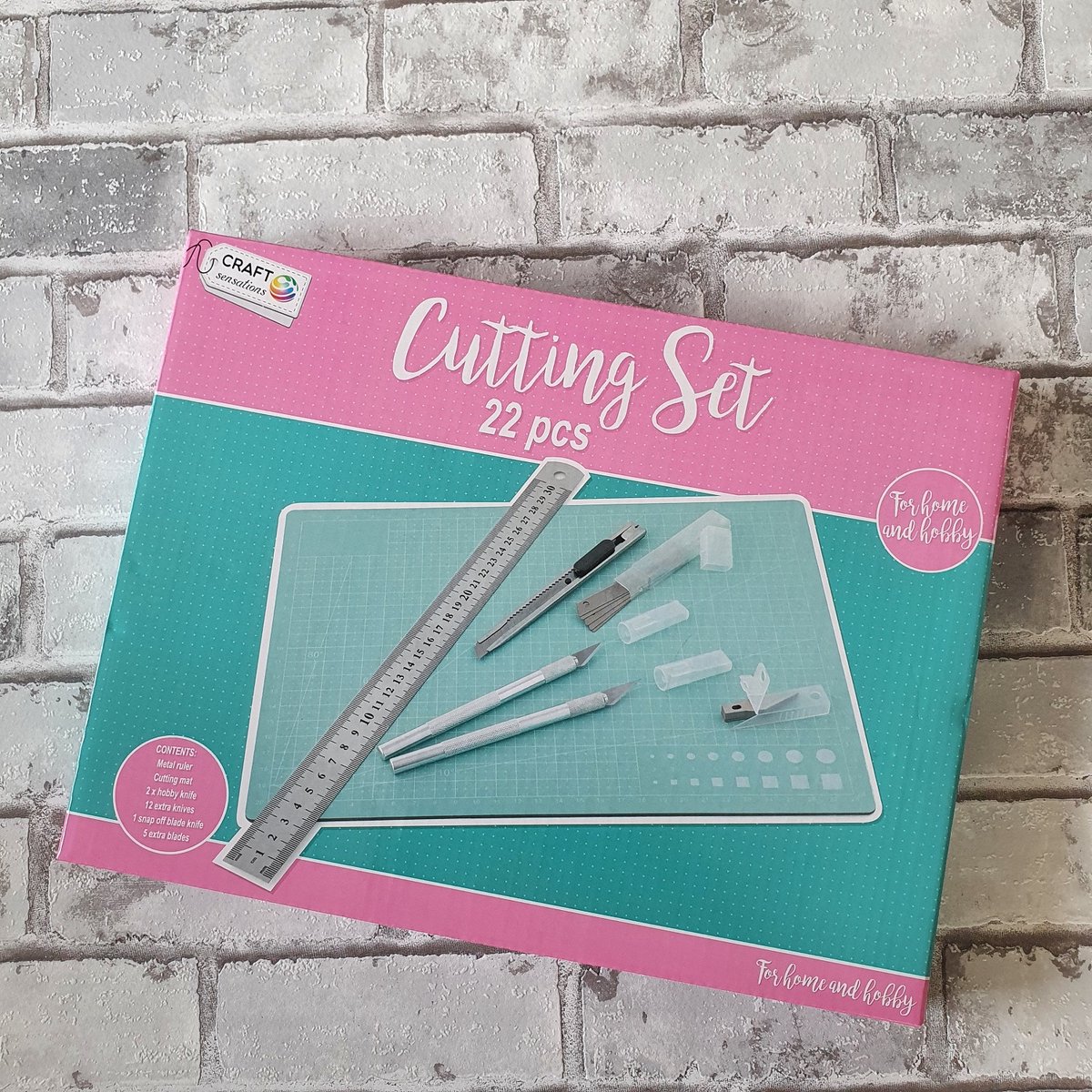 Cutting set - snijset - 22 pcs - snijmat - hobbymesjes - lineaal