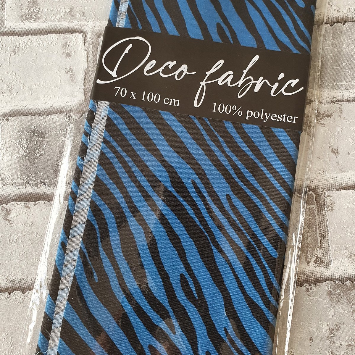 Deco Stof, 100% Polyester, 70 x 100 cm, Dieren print zebra blauw zwart