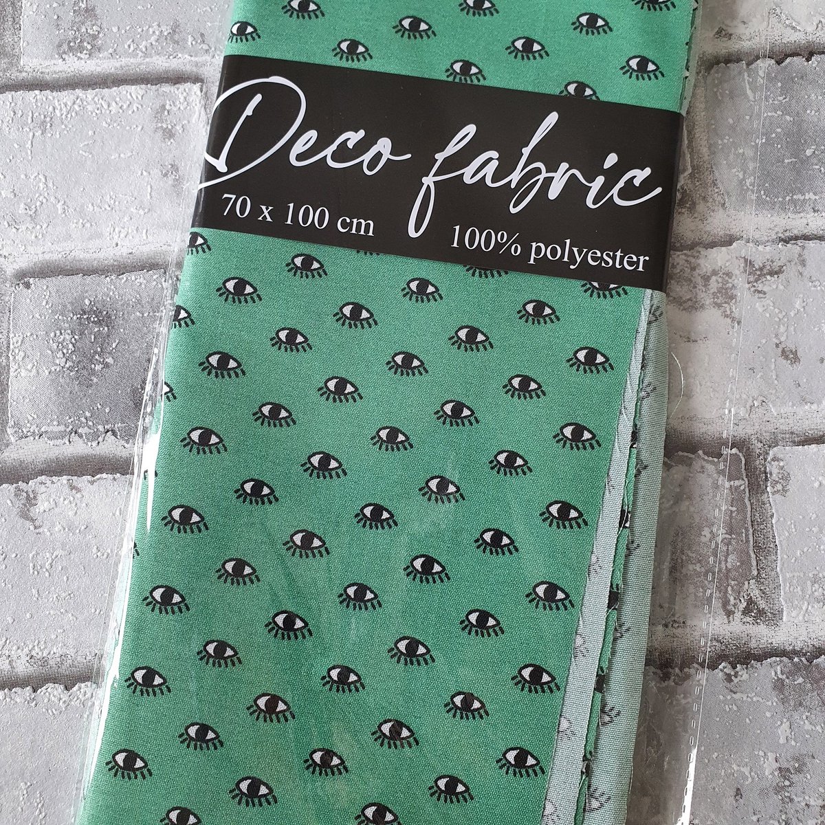 Deco Stof, 100% Polyester, 70 x 100 cm, Print groen met ogen