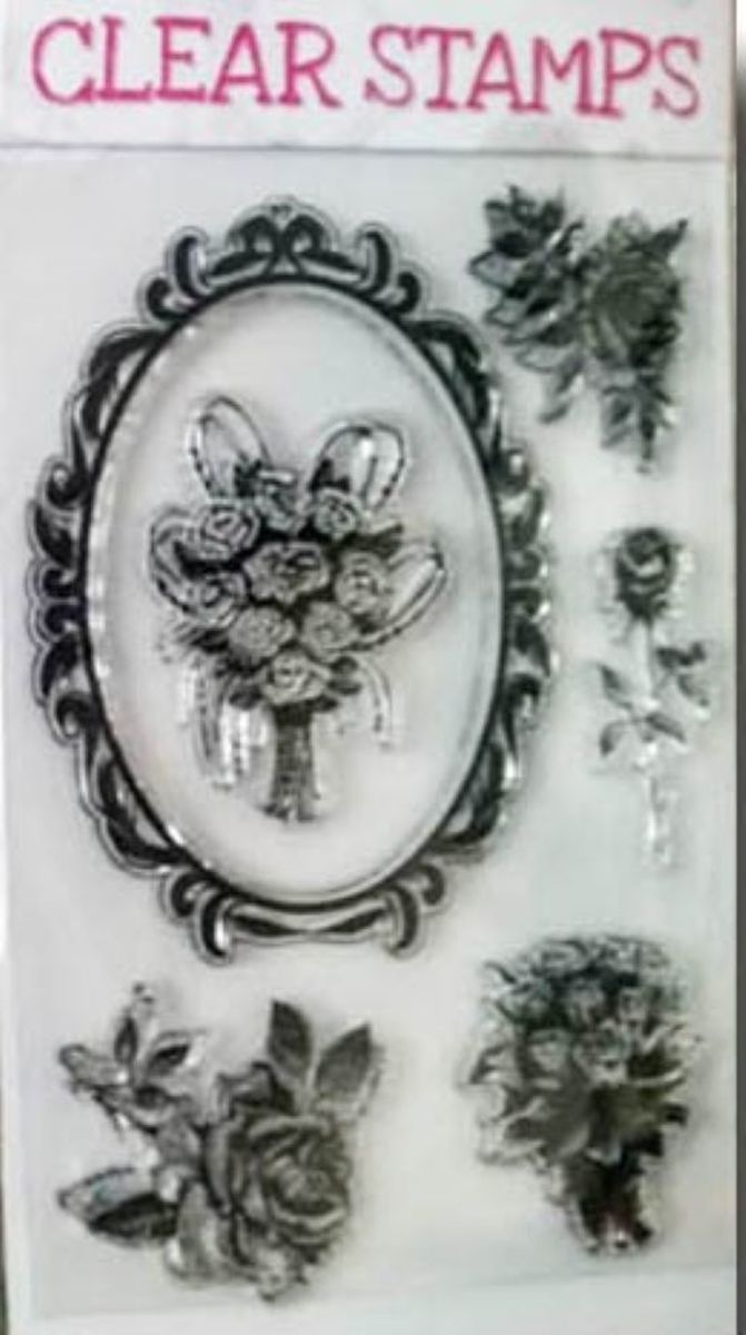 Crafts Sensations Clearstamp flower and frame bloemen rozen stempel