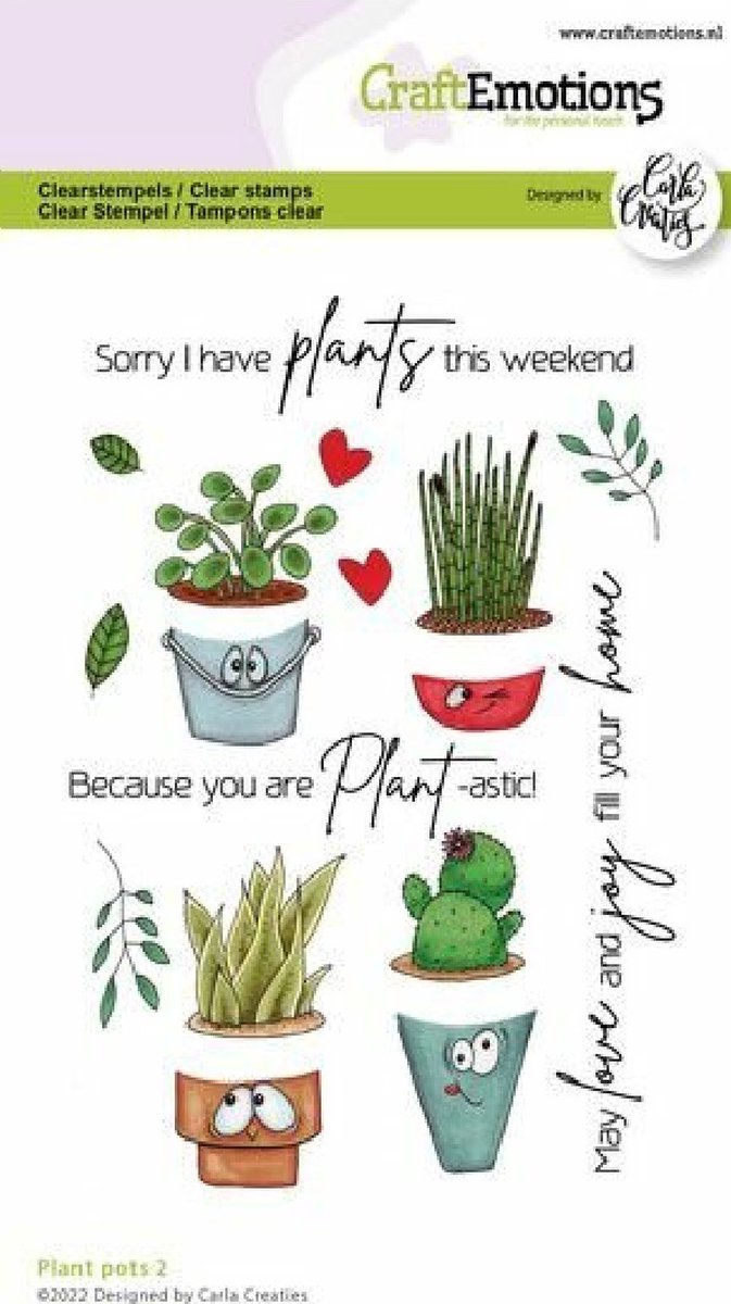 Clearstamps A6 - plant pots 2 ENG Carla Creaties