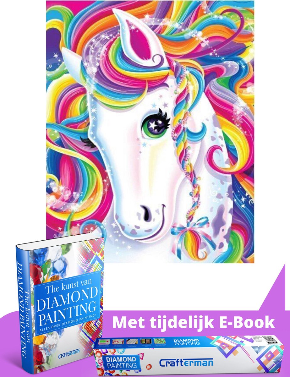 Crafterman™ Diamond Painting Pakket Volwassenen - volledige bedekking - hobby pakket - Kleurrijk Paard - 30x40cm - Met tijdelijk E-Book