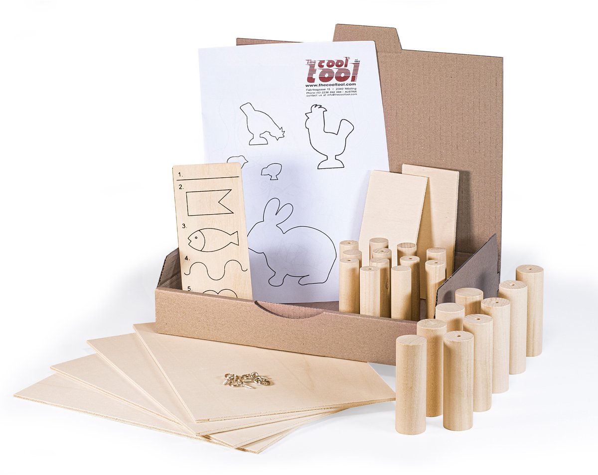 PLAYmake Materiaalpakket voor 4-in-1 Houtbewerking Set voor Kinderen - Houtsnijset - Speelgoed Gereedschapset - Cadeautjes voor Jongens en Meisjes - Vanaf 5 Jaar -  