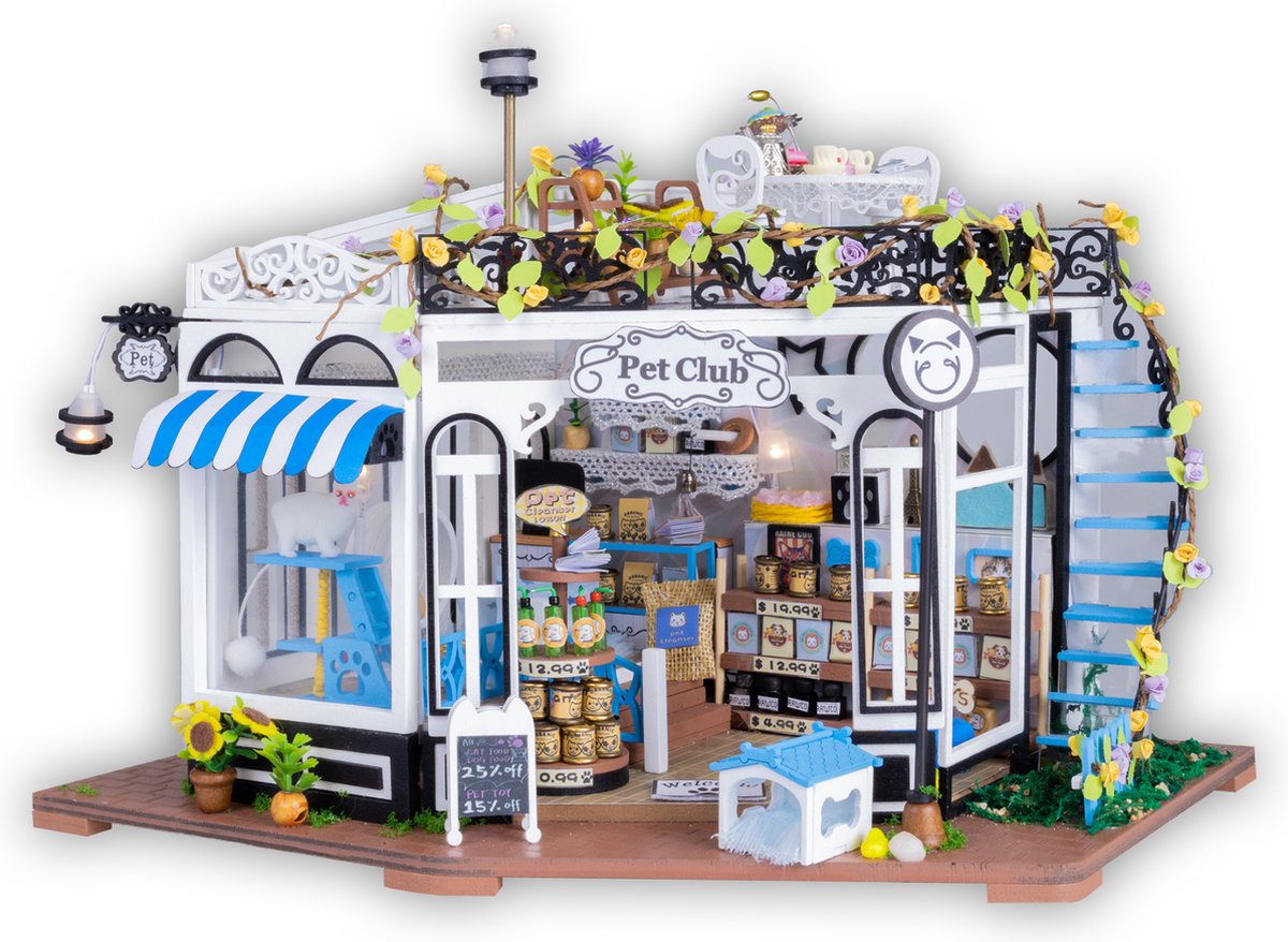 Crafts&Co Modelbouwpakket Miniatuur Poppenhuis - Dierenwinkel The Pet Club