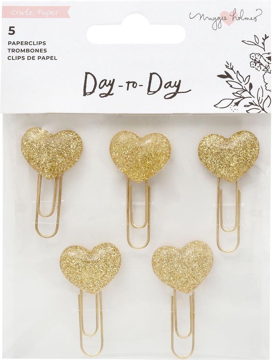 Crate Paper - Day-To-Day Disc Planner Embellishment Paper Clips Gold Heart