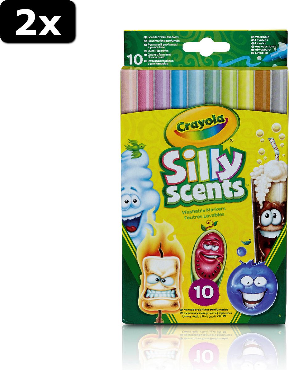 2x Crayola 10 Silly Scents uitwasbare viltstiften met geur