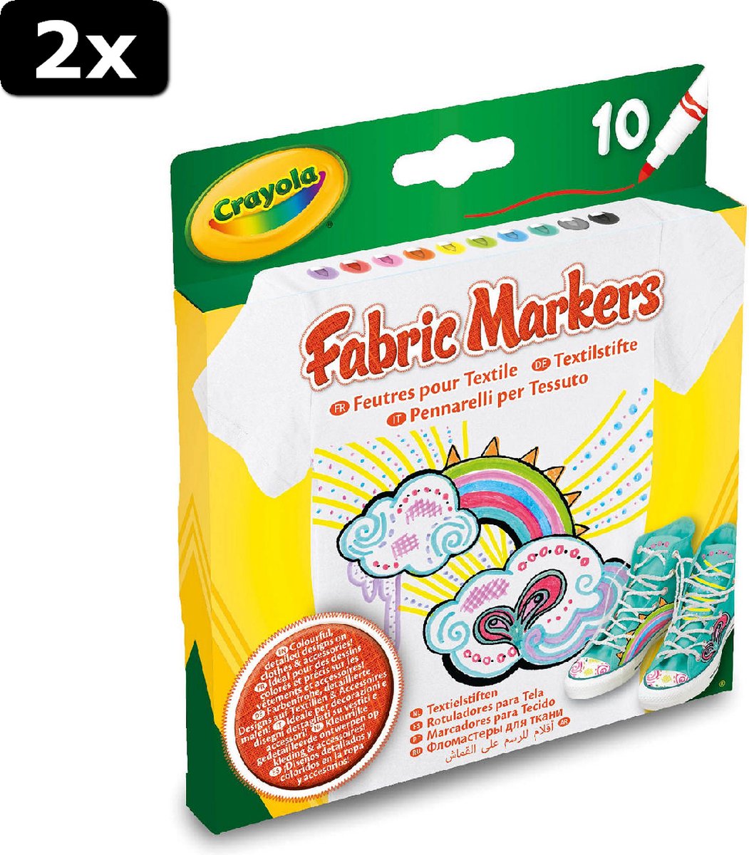 2x Crayola 10 Textielstiften