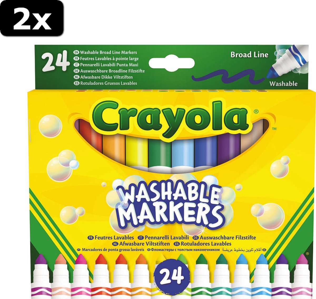 2x Crayola 24 Viltstiften met kegelpunt