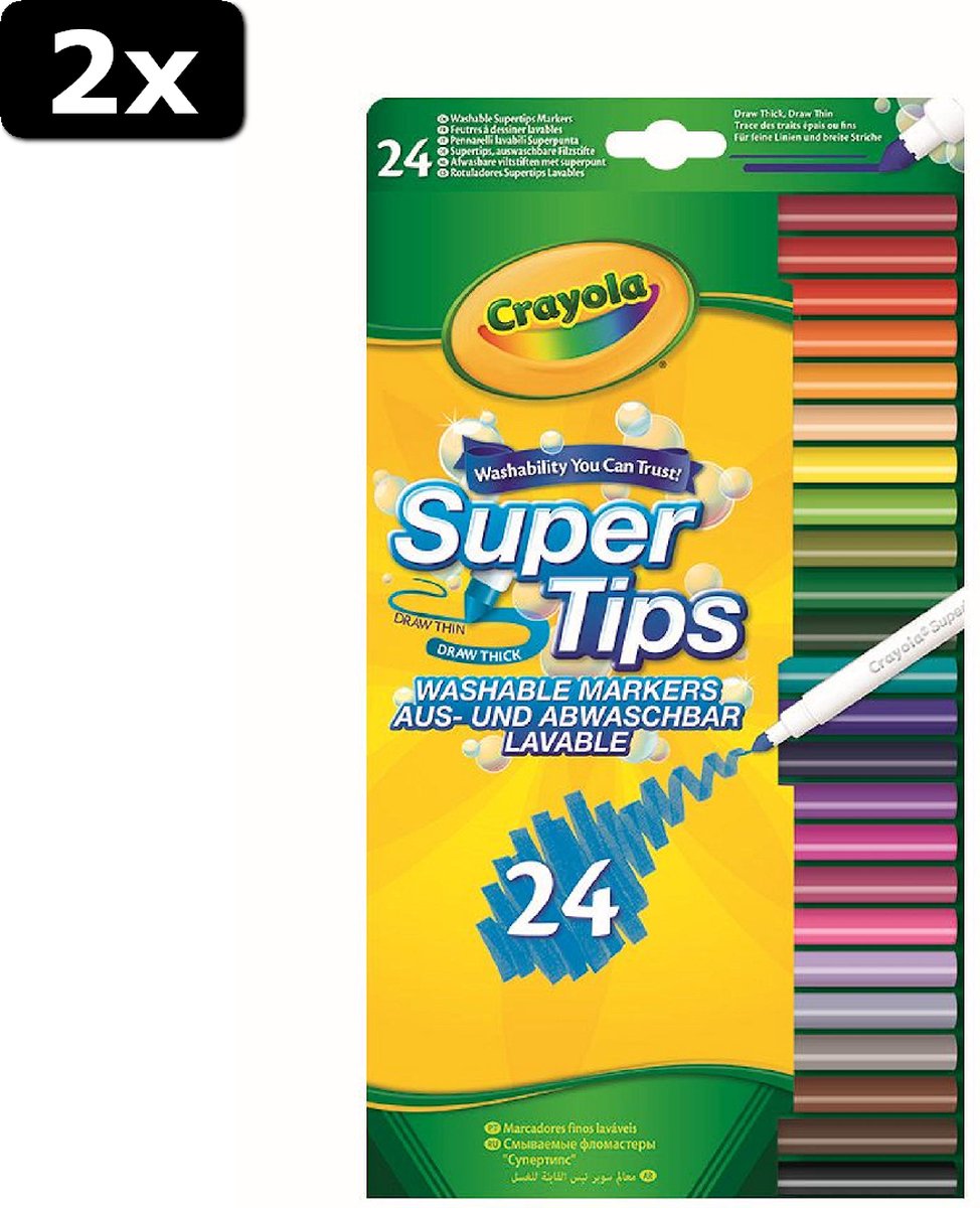 2x Crayola 24 Viltstiften met superpunt