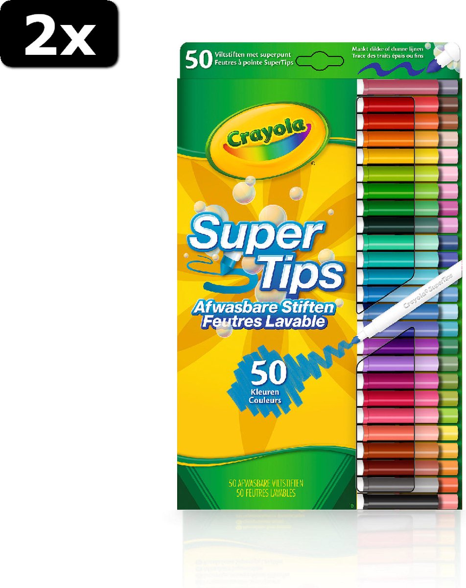 2x Crayola 50 Viltstiften met superpunt