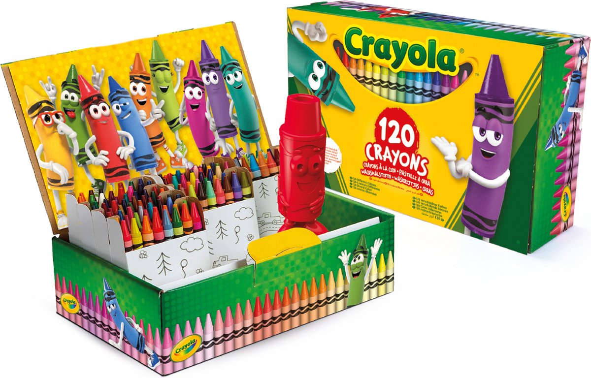 Crayola - 120 Waskrijtjes met Puntenslijper inbegrepen