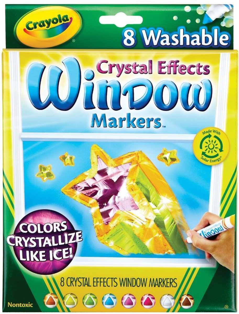 Crayola - Afwasbare Raammarkers- Crystal Effect - 8 stuks