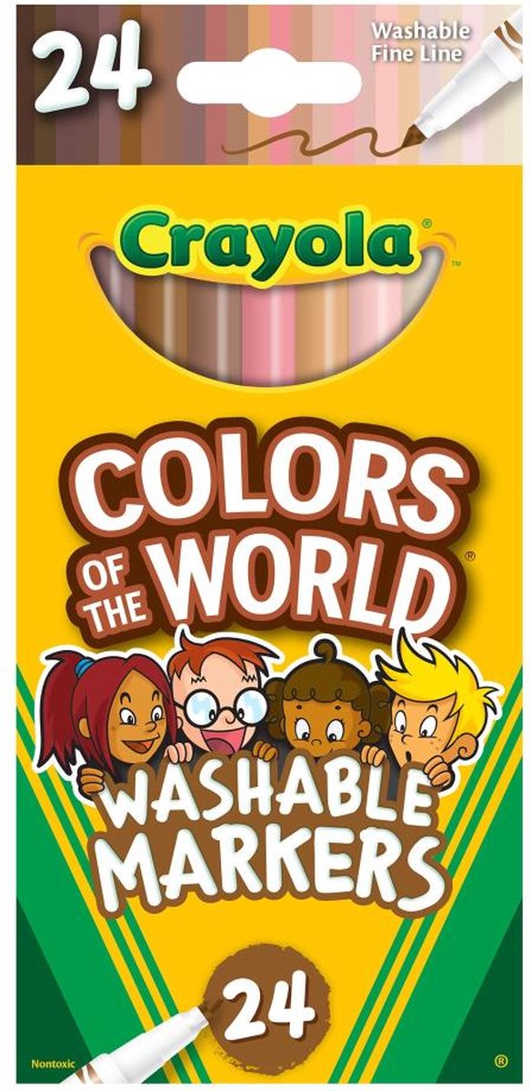 Crayola - Colors of the World - Fijne afwasbare krijtjes - 24 stuks