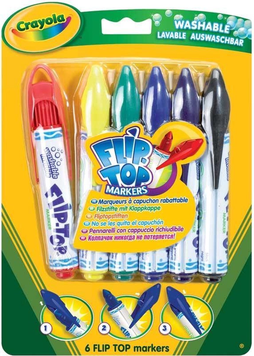 Crayola - Flip Top Stiften - 6 Stuks