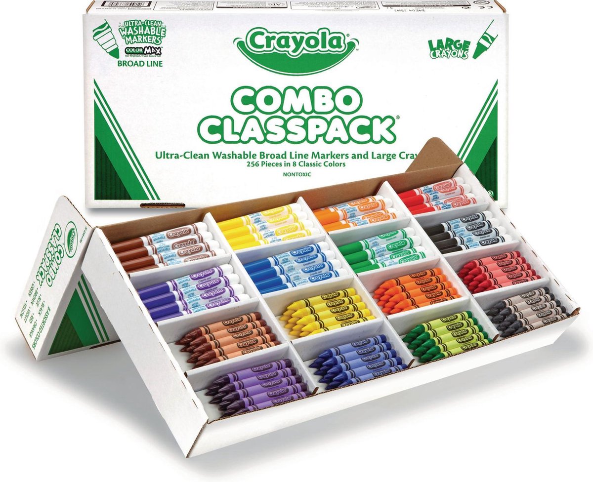 Crayola - Waskrijt en Viltsift Combo - Klassenpakket - 256 Stuks