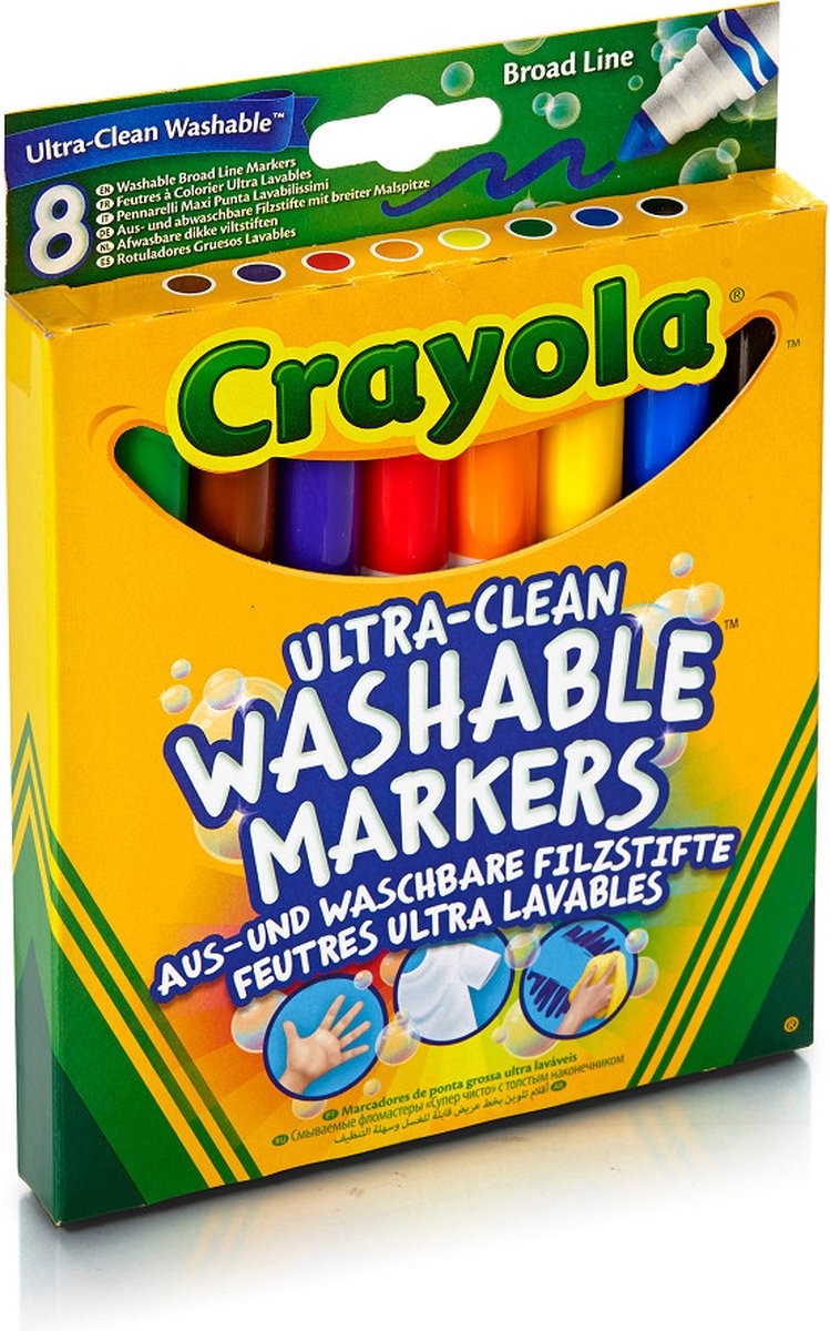 Crayola 8 Ultra Clean Viltstiften met kegelpunt