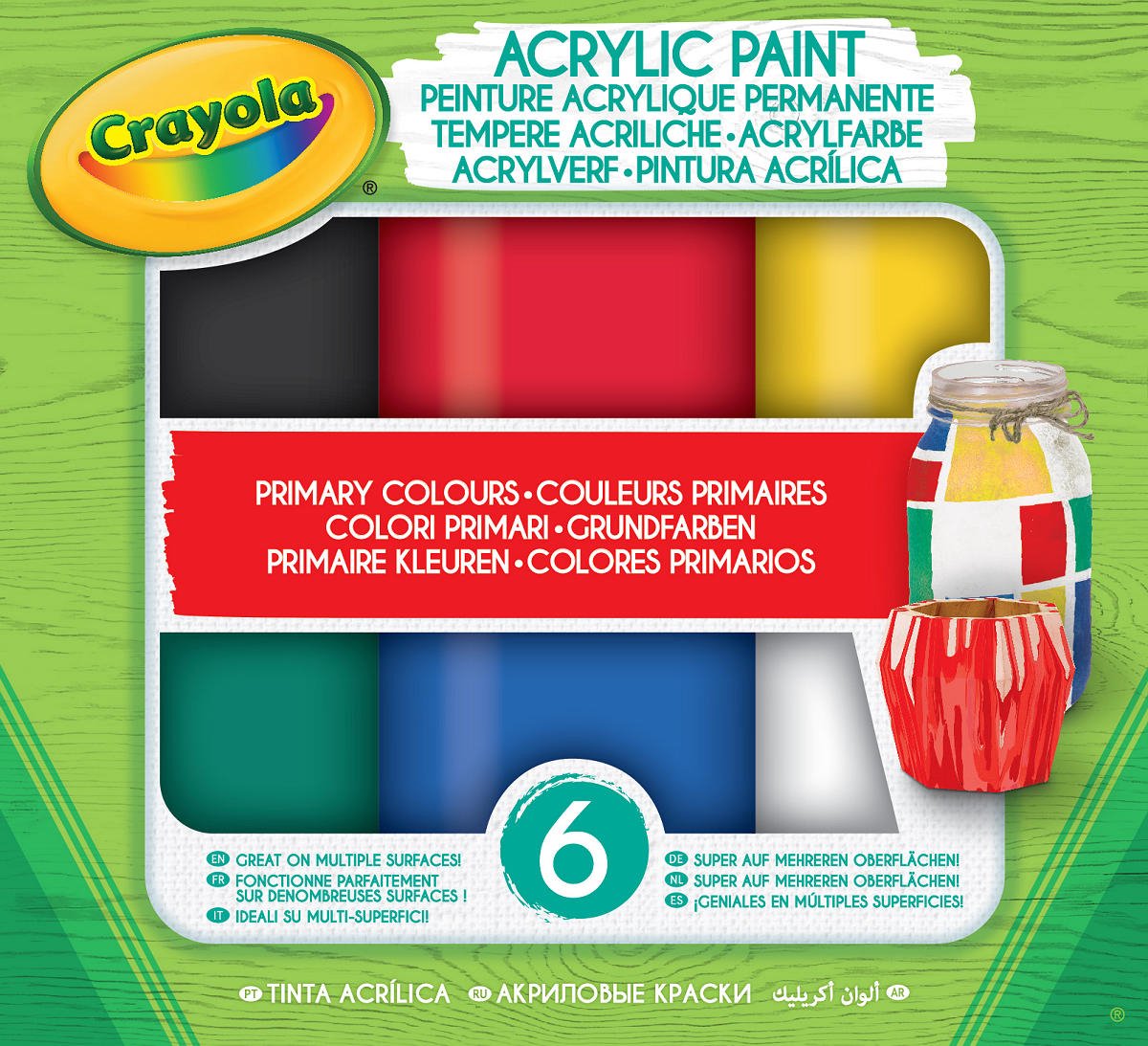 Crayola Acryl verf Primaire tinten - 6 stuks