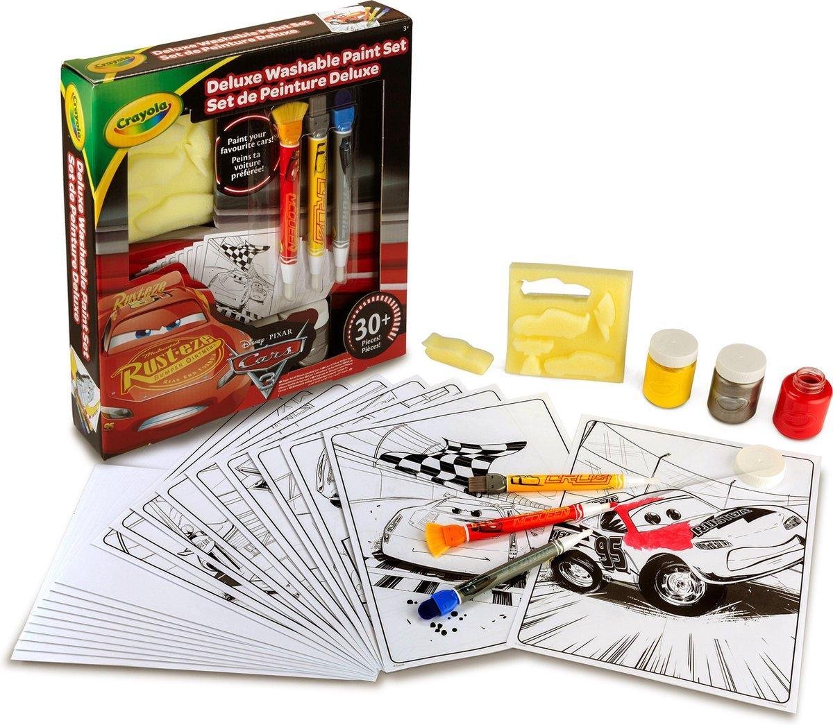 Crayola Cars 3 Deluxe verfset - Inclusief penselen - kleurplaten -  verf -  blanco papier