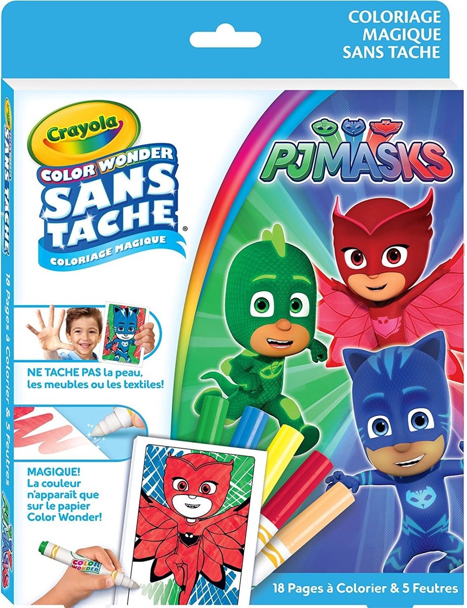 Crayola Color Wonder PJ Masks 18 paginas en 5 stiften