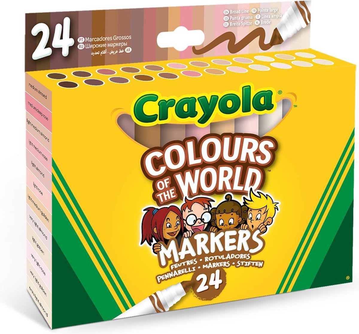 Crayola Colors of the World - 24 Viltstiften met kegelpunt