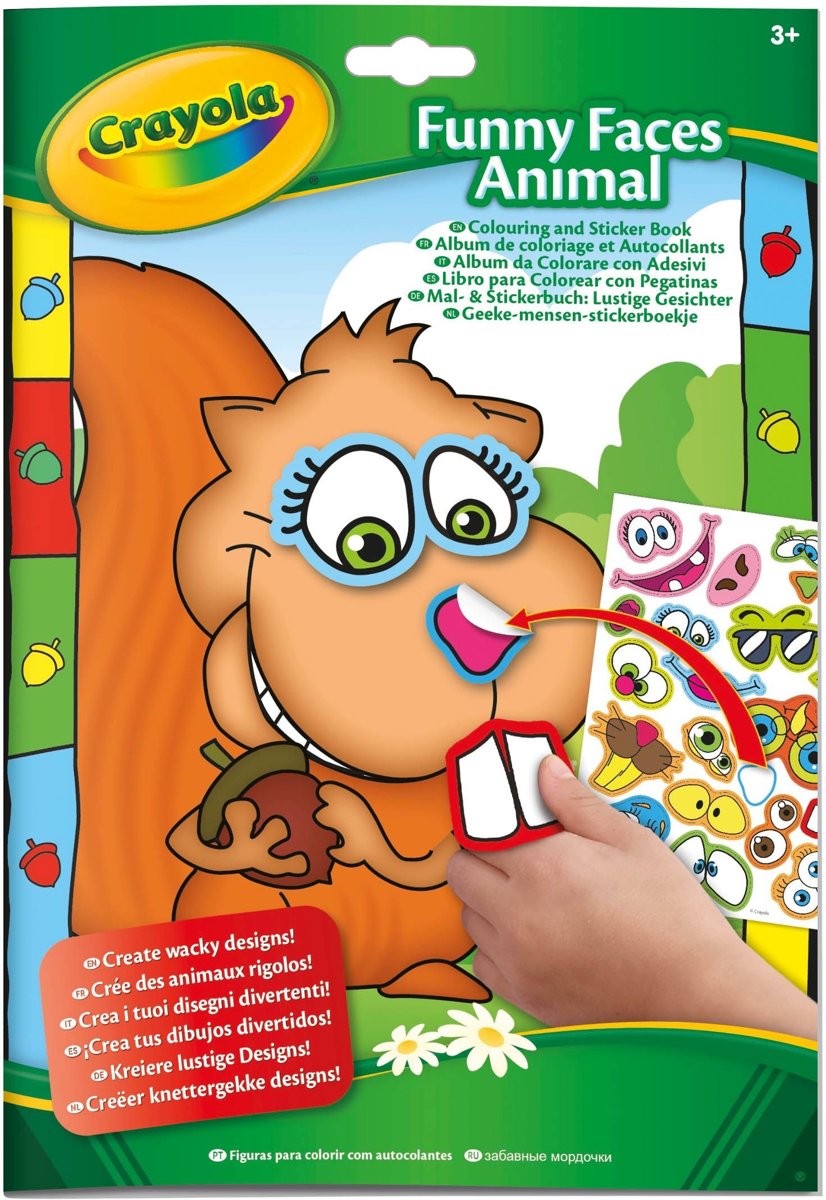 Crayola Kleur- En Stickerboek Grappige Dieren Gezichten 21,5 Cm