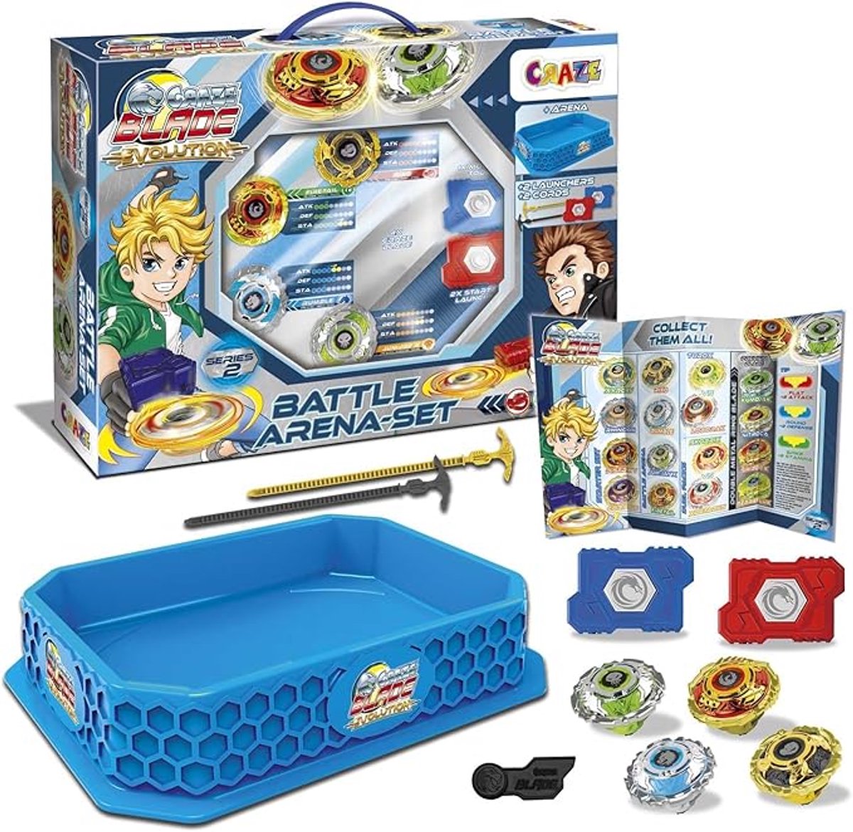 CRAZE Battle Spinning Top Set – 4 Spinning Tops met Launchers & Arena Stadion – Beyblade Speelgoed voor Kinderen – Jongens & Meisjes – Compleet Battle Set