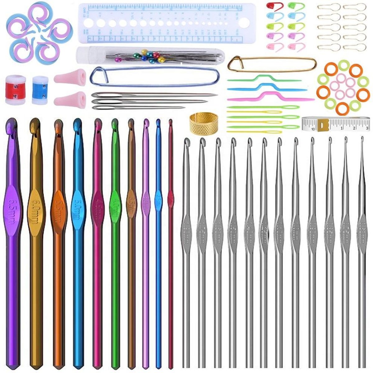 100 Delige haakset - Haaknaalden set - Haaknaalden - Crochet set - Hobby set - Haken voor beginners set - Haken voor gevorderen set.