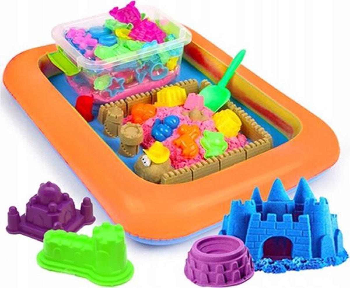 Kinetisch Zand voor Binnen 2 KG inclusief Vele Accessoires - Kinetic Sand - Magic Sand - Magisch Zand - Super Zand - Kinetisch Zand Speelgoed - Kinetic Zand - Inclusief vele zandvormpjes en Kinetsch Zand Bak - Blauw