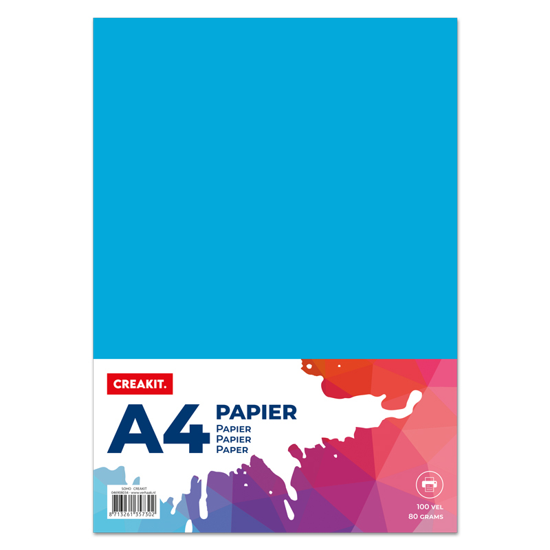 Papier A4 blauw 100 vel 80 grams